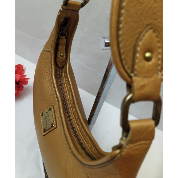 Cole Haan Metallic Brown Leather Zipper Closure Hobo Shoulder Bag - Picture 8 of 16